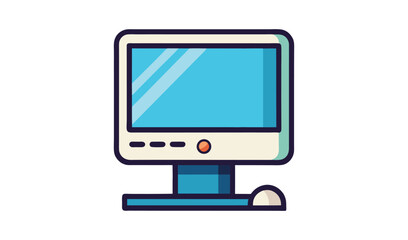 Poster - Retro desktop computer monitor and mouse illustration