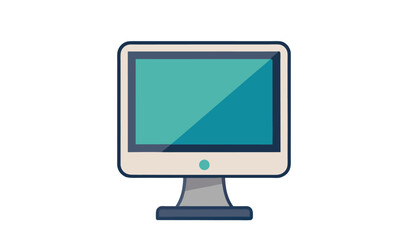 Poster - Modern computer monitor displaying a green screen on a white background
