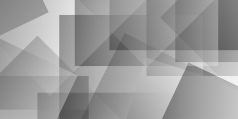 Fototapete - 	
White and gray overlap triangle geometric technology pattern. minimal rectangle randomly arranged white lines transparent background layers overlapping presentation design.
