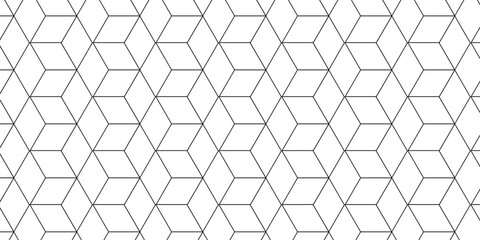 Fototapete - Seamless pattern with hexagon square cube geometric pattern shapes grid metal element texture design. Vector tiles gradient triangle diamond honeycomb hexagon art.