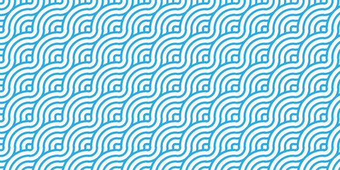 Poster - Minimal Overlapping Pattern diamond geometric wave abstract circle wave line. Blue seamless tile stripe create retro line pattern background.