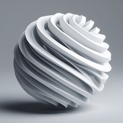 Poster - Intricate spiral shapes form a spherical abstract sculpture in monochrome tones with sleek design.