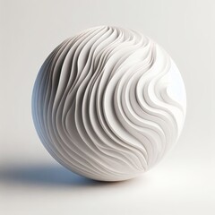 Poster - White spherical object with wave-like grooves creates a smooth, abstract, and elegant visual appeal.