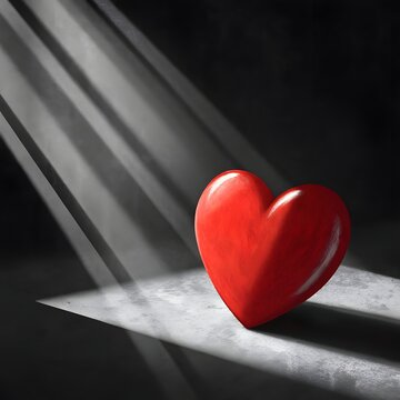 A single vibrant red heart rendered in a smooth