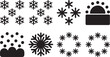 © Kamrun82 - A beautiful collection of snowflake designs and winter-themed patterns, featuring various styles of snowflakes, flurries, and circular snow patterns.