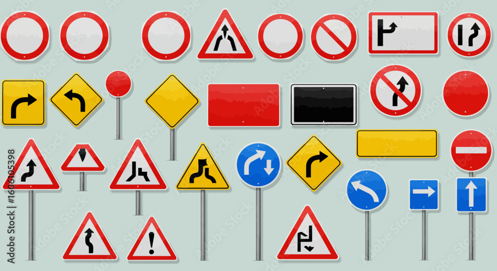 Comprehensive set of diverse and detailed road traffic signs for safe ...