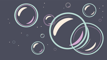 Poster - Floating soap bubbles vector art background design for graphic design and abstract wallpaper with pastel colors