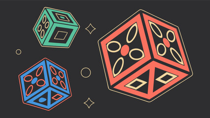 Poster - Abstract geometric cubes illustration vector art design colorful shapes modern graphic background for print art