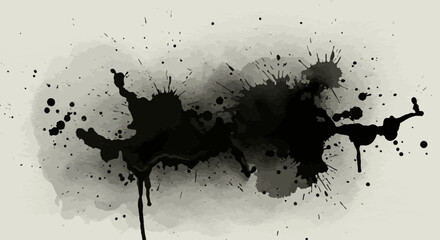 Poster - Abstract black ink splatters on light background for artistic design elements