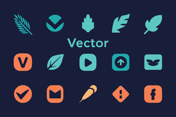 Leinwandbilder - Vector art of a collection of vibrant and modern vector icons for web and mobile applications