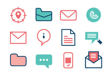 Poster - Vector art of a collection of communication icons including location, email, and information