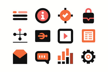 Leinwandbilder - Vector art of a collection of modern and minimalist vector icons for user interface design