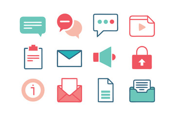 Leinwandbilder - Vector art of a set of colorful communication icons isolated on white background for user interface