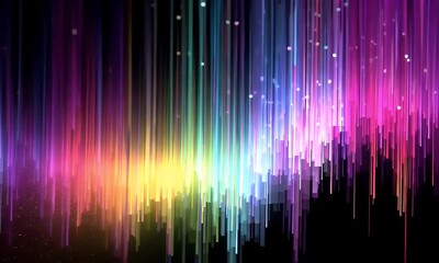 Poster - Abstract Colorful Rainbow Gradient Background Featuring Vertical Lines and Glowing Light Effects on Black Backdrop