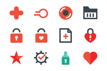 Leinwandbilder - Vector art of collection of colorful interface icons isolated on white background for user interface