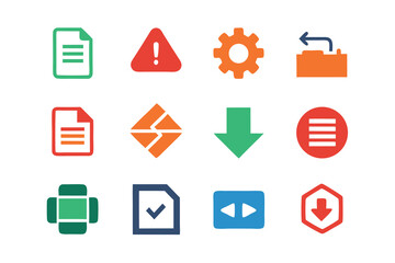 Poster - Vector art of a set of colorful vector icons representing file management, settings, and download actions