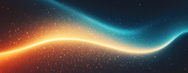 Wall Mural - Abstract Teal and Golden Swirl with Glittering Particles on Dark Blue Background