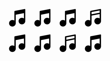 Poster - Collection of black musical notes isolated on a white background design