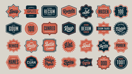 Poster - Collection of vintage style badge designs in varied shapes and texts