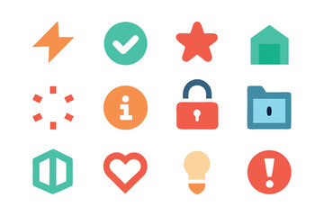 Leinwandbilder - Vector art of collection of colorful interface icons isolated on white background for app design