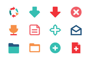 Poster - Vector art of a set of colorful icons for web and app design isolated on white background