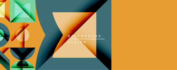 Poster - Abstract geometric shapes, vibrant colors create modern design. Orange, teal, navy dominate composition. Minimalist aesthetic, suitable background or banner.