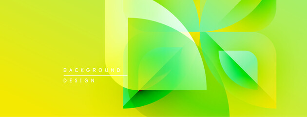Leinwandbilder - Abstract yellow green design. Overlapping shapes create dynamic visual effect. Modern background for presentations, websites.