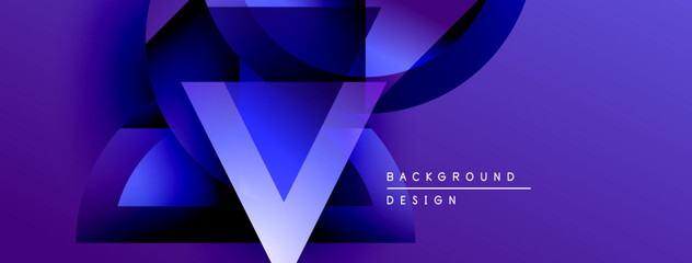 Poster - Abstract design features vibrant blue hues, geometric shapes, letter V, modern aesthetic. Background suggests technology, innovation, style.