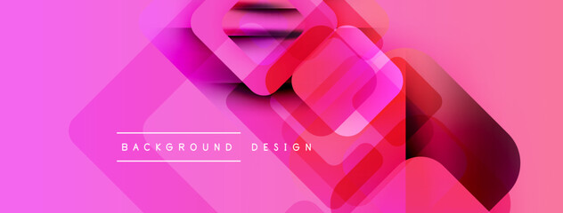 Leinwandbilder - Abstract pink background. Overlapping squares create dynamic visual effect. Text reads background design. Modern, vibrant composition.