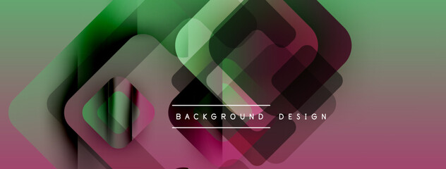Fototapete - Abstract geometric shapes overlap, creating vibrant color gradients. Background features text background design. Modern aesthetic, smooth transitions.