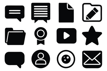 Poster - Vector art of a collection of icons representing communication, files, multimedia, and user accounts