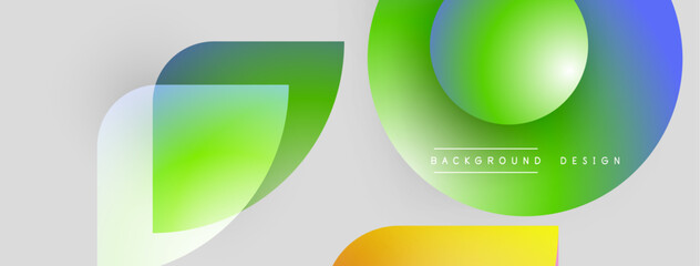 Leinwandbilder - Abstract shapes, vibrant colors, modern design. Gradient overlays create dynamic visual effect. Clean background enhances composition.