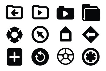 Leinwandbilder - Vector art of a collection of basic user interface icons isolated on white background