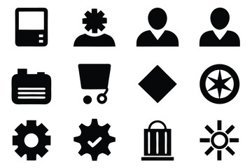 Poster - Vector art of a group of technology and user interface icons isolated on white background