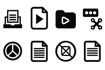 Poster - Vector art of a collection of file and security icons isolated on white background
