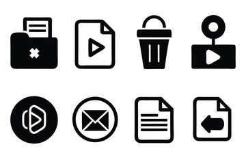 Leinwandbilder - Vector art of a set of common file and media icons isolated on white background
