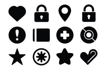 Leinwandbilder - Vector art of a collection of common user interface icons is displayed isolated on white background