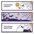 © Samina - Three halloween themed banners featuring ghosts, bats, pumpkins, spiderwebs, and a spooky tree design set