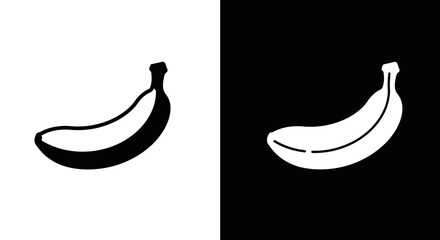 Poster - banana designed in both black-on-white and white-on-black versions clean thick outline.