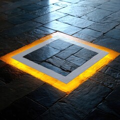 Aufkleber - Glowing Square on Stone Floor