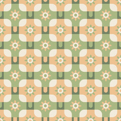 Poster - Retro Floral with Geometric Shape Seamless Illustration for Fabric Textile