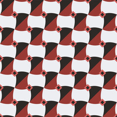 Poster - Modern Geometric Curved Shape Repetitive Seamless Pattern in Red Black White