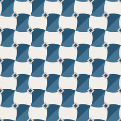 Poster - Geometric Seamless Tile Pattern with Curved Shapes and Diamond Accents Design
