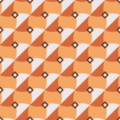 Poster - Retro Geometric Diamond Shape Seamless Pattern in Earthy Orange Tones