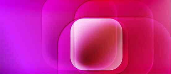 Poster - abstract composition. pink, purple gradients create rounded rectangles, overlapping. soft glow, mode