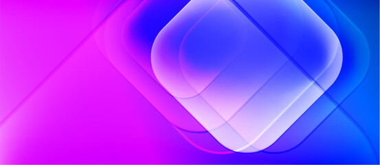Aufkleber - Abstract gradients create luminous shapes. Blue, purple hues blend, forming soft geometric design. Modern, vibrant visual.