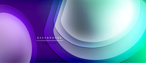 Leinwandbilder - Abstract flowing shapes, vibrant purple, blue, turquoise gradients. Modern design, smooth layers create dynamic visual effect.