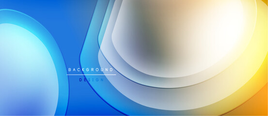Poster - Abstract background features flowing blue, white, yellow layers. Smooth gradients create dynamic visual effect. Modern design element.