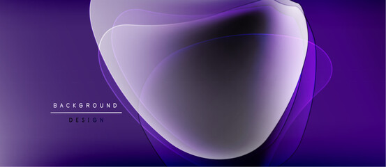 Leinwandbilder - Abstract purple design. Overlapping shapes create fluid, modern aesthetic. Gradient background adds depth, visual interest.