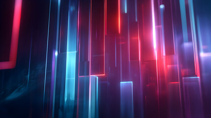 Poster - Abstract illuminated geometric composition with neon lines against dark backdrop a modern digital art illustration for contemporary aesthetic projects and futuristic backgrounds